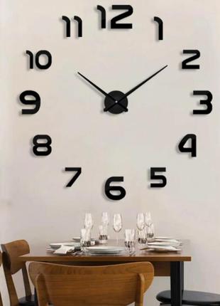 Великі настінні годинники diy clock new 55 чорний, срібло з цифрами