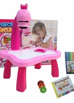 Дитячий стіл проєктор для малювання зі світлодіодною підсвіткою tv10017 рожевий