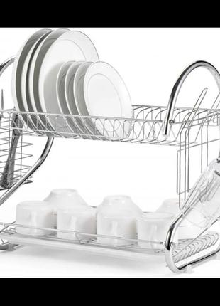 Двухъярусная сушка для посуды kitchen storage 8051s / art-0448