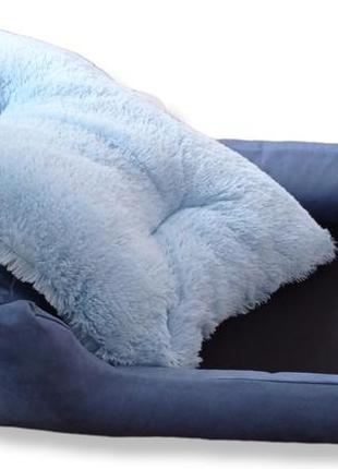 Лежак для собак 50*70 см синій замшевий