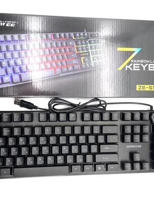 Дротова ігрова клавіатура usb zornwee ze-510 rgb з кольоровою підсвіткою геймерська