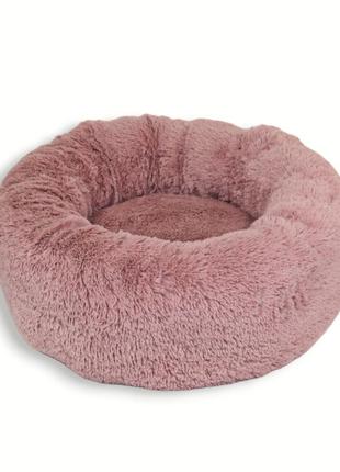 Лежанка мех-травка 50см для котов и собак до 7кг пудровый