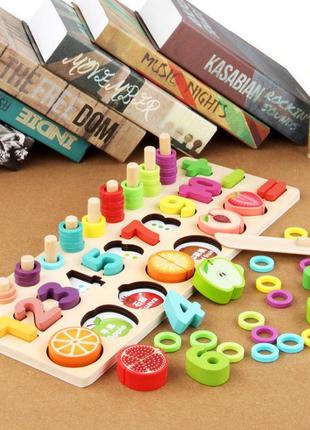 Дерев'яна іграшка, набір для навчання "цифри-фрукти". розвивальні іграшки для дітей, al2229-00