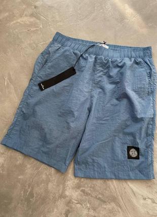 Брендові чоловічі шорти / якісні шорти stone island blue в блакитному кольорі на літо