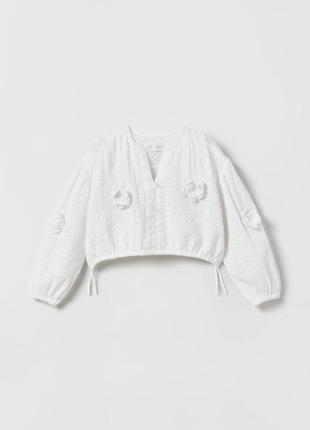 Zara стильная белая блузка прошва р. 164