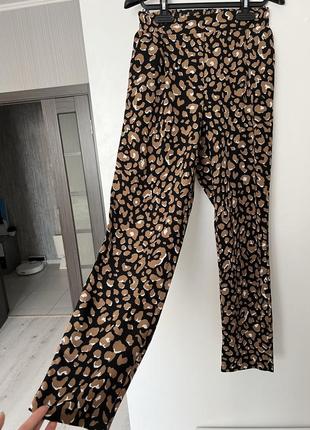 Легкі штани брюки леопардовий принт