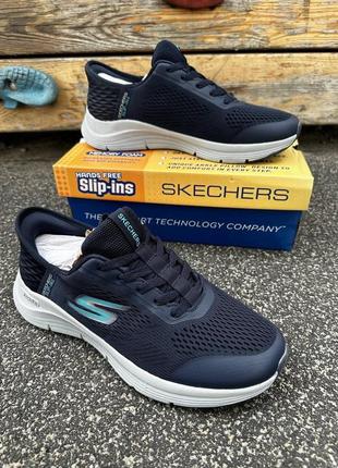 Літні кросівки сітка skechers slip-ins дуже зручні та легкі чорні, кросівки чоловічі літні сітка чорні