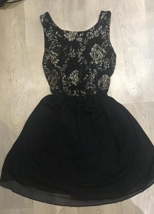 Плаття платье сукня чорна мереживна шифонова вечірня на випускний xs s