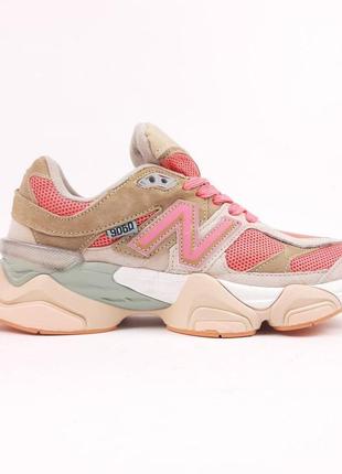 Женские кроссовки new balance 9060 стильные кроссовки нью беланс 9060 розовые с бежевым