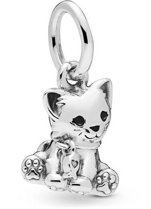 Серебряная подвеска-шарм пандора  "котенок" 798011en16