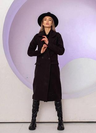 Жіноче пальто з кашеміру колір чорний р.50/52 448933