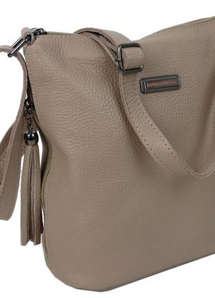 Шкіряна жіноча сумка на плече borsacomoda бежева