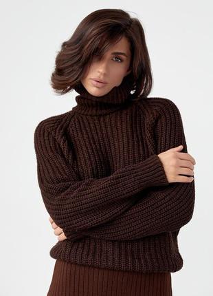 Женский свитер с рукавами-регланами - темно-коричневый цвет, s (есть размеры)