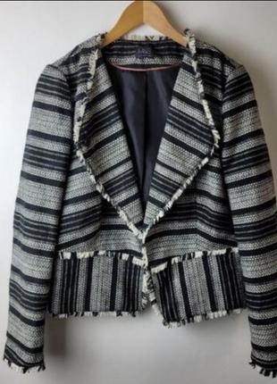 🎁1+1=3 модный черно-белый пиджак, размер 44 - 46