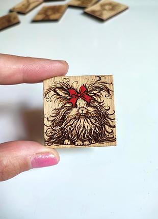 Магніт із дерева кролик заяць пухнаста дівчинка handmade 👉 4x4см