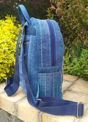 Джинсовый рюкзак «маков цвет»4 фото