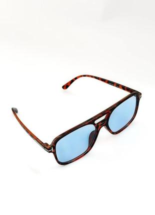 Жіночі сонцезахисні окуляри з блакитним склом в леопардовій оправі (сонцезахисні окуляри для жінок)