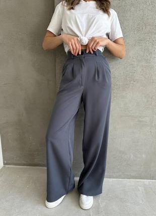 🌈5! шикарные брюки палаццо палаццо женские графитовый серый графит жанкие брюки графит