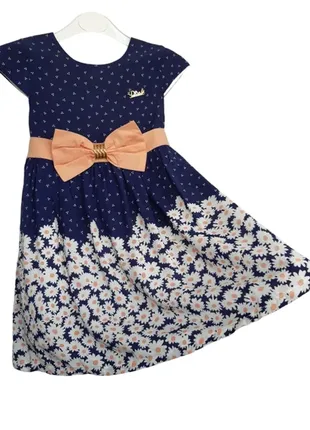 Сукня для дівчинки 98. квіти. темно-синій. pink туреччина 5652-630