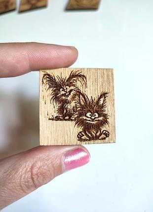 Магніт із дерева скажені зайці заяць кролик handmade 👉 4x4см