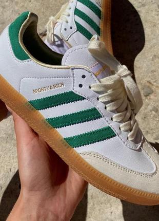 Adidas samba og sporty & rich white/green 361 фото