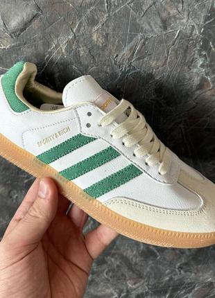 Adidas samba og sporty & rich white/green 362 фото