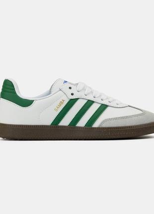 Кроссовки adidas samba white green унисекс мужские и женские размеры 36-45