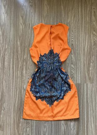 Сукня яскрава помаранчева з принтом шовкова