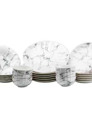 Набір керамічного посуду білий на 6 персон (24 предмети) без чашок тарілки для красивої подачі страв
