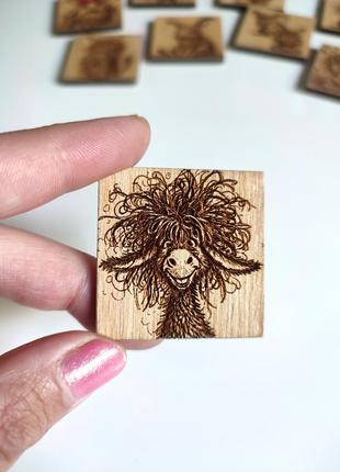 Магніт із дерева веселий віслюк ослік handmade 👉 4x4см