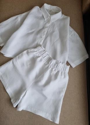 Рубашка и шорты из смеси льна h&amp;m, размер xs
