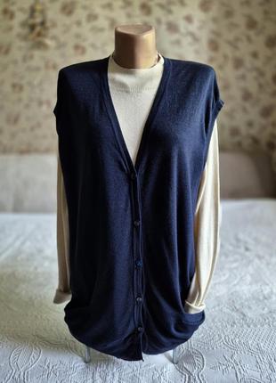 💛💚💙 женская удлиненная брендовая жилетка безрукавка  кардиган из мягкой шерсти rivamonti by brune