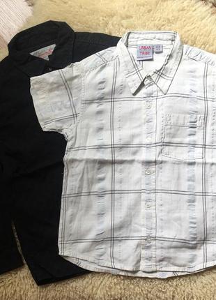 Лот теніска + сорочка на хлопчика рубашка и тениска в клетку на мальчика 4-6 белая  и чёрная