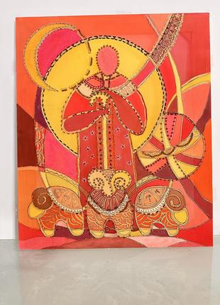 Святий миколай. унікальна картина української художниці на шовковому полотні