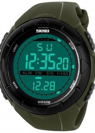 Чоловічий годинник skmei 1025ag army green, армійський годинник протиударний. колір: зелений