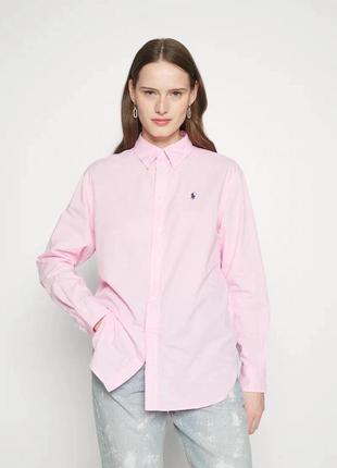 Розовая рубашка polo с длинным рукавом с лошадью с конем7 фото