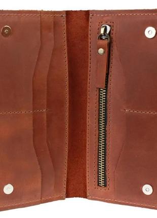 Кошелек портмоне кожаный большой светло-коричневый (рыжий)