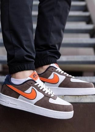 Мужские кроссовки nike air force brown white orange