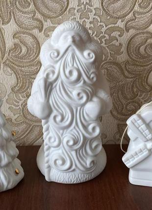 Набор новогодних украшений игрушек дед мороз ёлочка мельница керамика