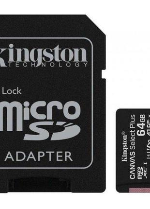 Карта пам'яті kingston microsdxc 64gb canvas select plus uhs-i/u1 (sdcs2/64gb) (код товару:13629)