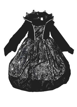 Чорна довга оксамитова сукня  на хелловін 5-6 років