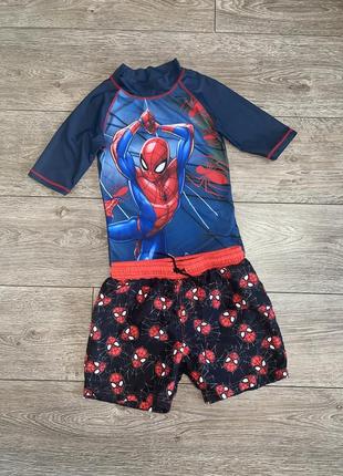 Купальная футболка и шорты человек паук на мальчика 7-8роков