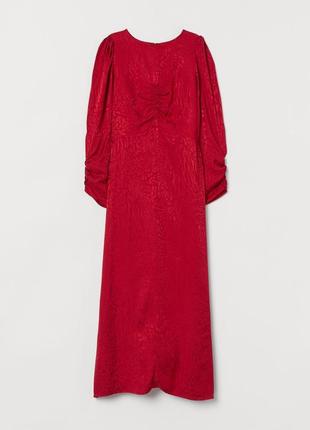 Жаккардовое платье макси h&m леопардовый принт длинное нарядное вечернее длинно-платье