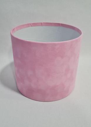 Рожева оксамитова капелюшна коробка (18х16 см) для створення розкішних мильних композицій