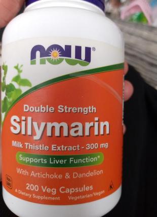 Силимарин двойная сила с артишоком и корнем одуванчика (now) капсулы 200 шт. по 300 мг.