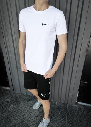 Літній чоловічий комплект nike air футболка + шорти, s-xxl, бавовна+лайкра