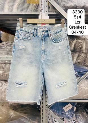 Накладной платеж ❤ it's basic турецкие джинсовые шорты с необработанным низом рваные рванка бермуды