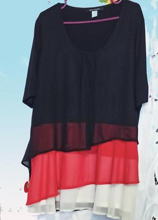 Ідеальна  люксова клас літня блуза туніка -бренда sara lindolm    50 європ.розміру.