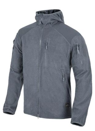 Кофта флісова helikon-tex alpha hoodie jacket grid fleece shadow grey