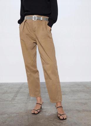 Zara брюки slouch с purtures теплый бежевый 5862/190